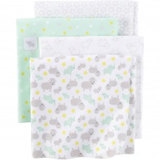 Child of Mine Newborn Baby Flannel Receiving Blanket, 4pk, Green